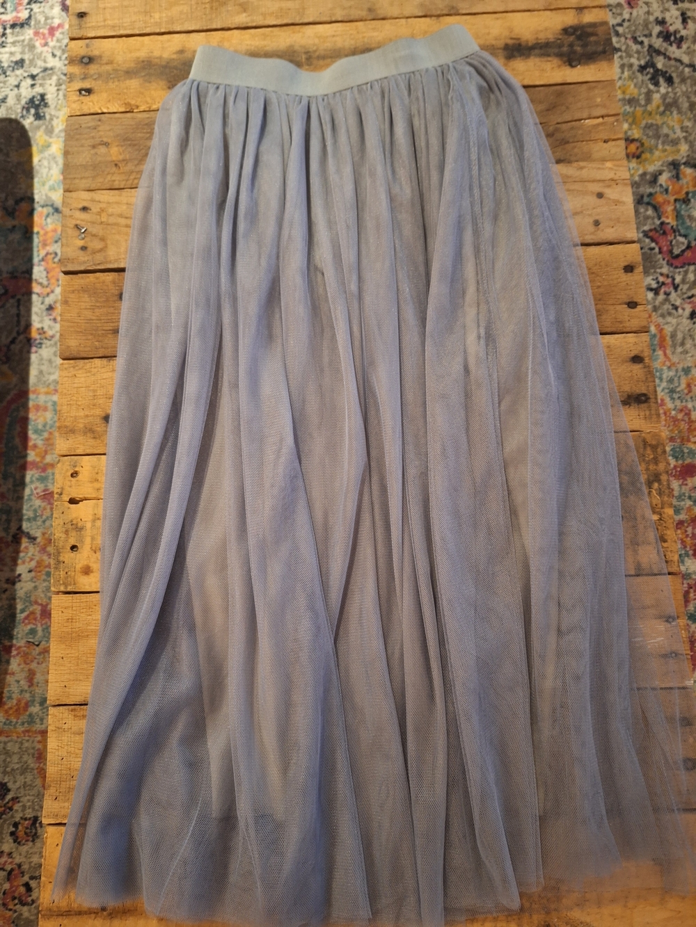 Light Gray Tulle Midi Skirt - Women's